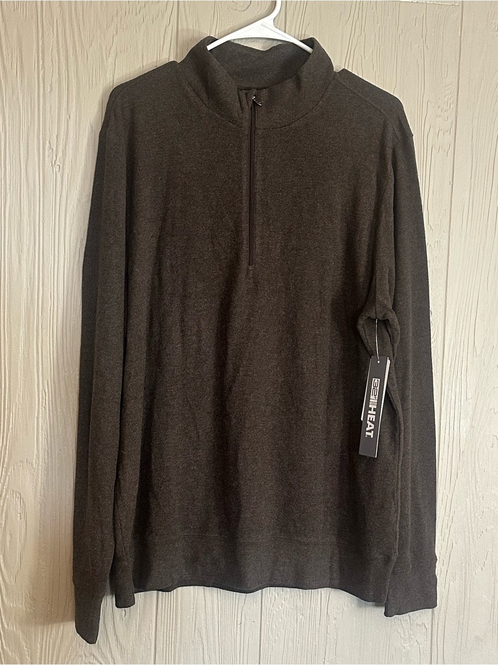 32 Degrees Heat Men's L Gray 1/4 Zip Mock Neck Long‎ Sleeve Pullover Sweater